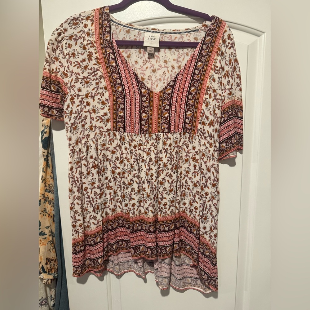 Boho Floral V-Neck Top